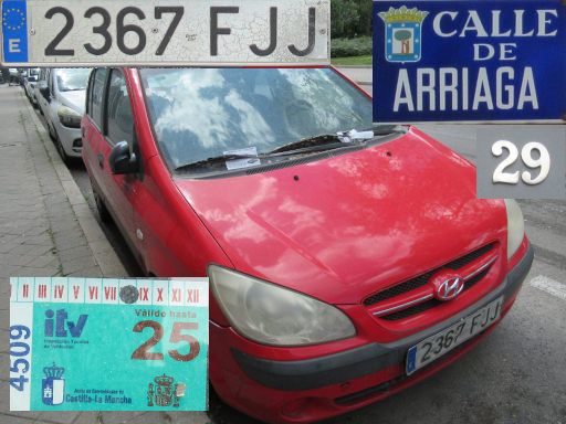 Vehículos abandonados, verlassene Fahrzeuge, Madrid, Spanien, Hyundai Getz, Kennzeichen 2367 FJJ, Erstzulassung Dezember 2006, Calle Arriaga 29, 28017 Madrid im Mai 2026