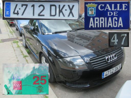 Vehículos abandonados, verlassene Fahrzeuge, Madrid, Spanien, Audi TT, Kennzeichen 4712 DKX, Erstzulassung Januar 2005, Calle Arriaga 47, 28017 Madrid im Mai 2026
