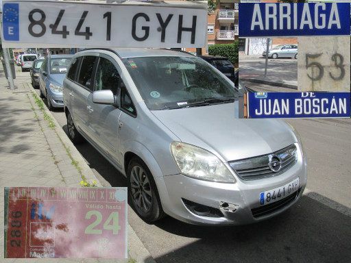 Vehículos abandonados, verlassene Fahrzeuge, Madrid, Spanien, Opel Zafira ecoFLEX, Kennzeichen 8441 GYH, Erstzulassung August 2010, Calle Arriaga 53, 28017 Madrid im Mai 2026