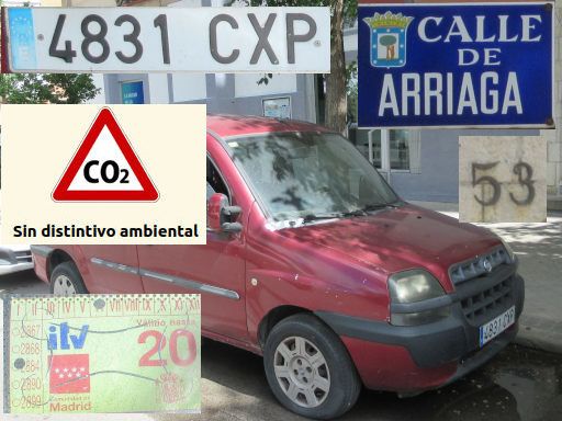 Vehículos abandonados, verlassene Fahrzeuge, Madrid, Spanien, Fiat Doblo Multijet, Kennzeichen 4831 CXP, Erstzulassung Juni 2004, Calle Arriaga 53, 28017 Madrid im Mai 2026