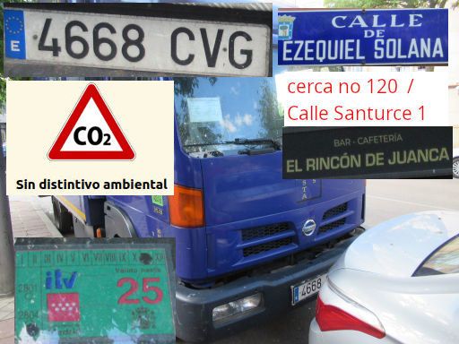 Vehículos abandonados, verlassene Fahrzeuge, Madrid, Spanien, Nissan LKW, Kennzeichen 4668 CVG, Erstzulassung April 2004, Calle Ezequiel Solana 117 / Calle Santurce 1, 28017 Madrid im Mai 2026
