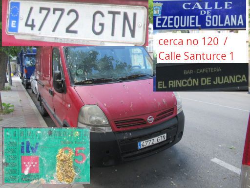 Vehículos abandonados, verlassene Fahrzeuge, Madrid, Spanien, Nissan Lieferwagen, Kennzeichen 4772 GTN, Erstzulassung Februar 2010, Calle Ezequiel Solana 117 / Calle Santurce 1, 28017 Madrid im Mai 2026