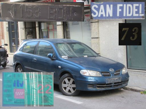 Vehículos abandonados, verlassene Fahrzeuge, Madrid, Spanien, Nissan Almera, Kennzeichen 1153 BDN, Erstzulassung Dezember 2000, Calle San Fidel 73, 28017 Madrid im Mai 2026
