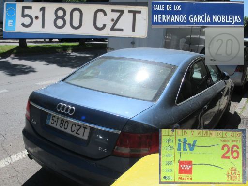 Vehículos abandonados, verlassene Fahrzeuge, Madrid, Spanien, Audi A6 2.4, Kennzeichen 5180 CZT, Erstzulassung September 2004, Calle Hermanos Garcia Noblejas 20, 28037 Madrid im Mai 2026