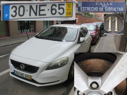 Vehículos abandonados, verlassene Fahrzeuge, Madrid, Spanien, Volvo V40 D2, Kennzeichen Portugal 30 NE 65, Erstzulassung unbekannt, Calle Estrecho de Gibraltar 11, 28027 Madrid im Mai 2026