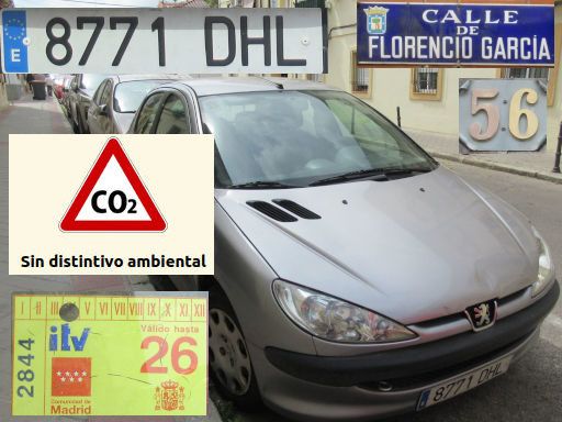 Vehículos abandonados, verlassene Fahrzeuge, Madrid, Spanien, Peugeot 206 HDI, Kennzeichen 8771 DHL, Erstzulassung Januar 2005, Calle Florencio Garcia 56, 28027 Madrid im Mai 2026