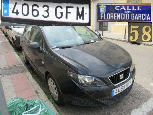 Vehículos abandonados, verlassene Fahrzeuge, Madrid, Spanien, Seat Ibiza, Kennzeichen 4063 GFM, Erstzulassung Juni 2008, Calle Florencio Garcia 58, 28027 Madrid im Mai 2026