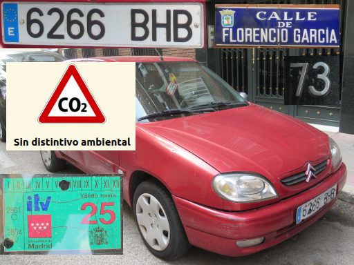 Vehículos abandonados, verlassene Fahrzeuge, Madrid, Spanien, Citroën Saxo, Kennzeichen 6266 BHB, Erstzulassung April 2001, Calle Florencio Garcia 73, 28027 Madrid im Mai 2026