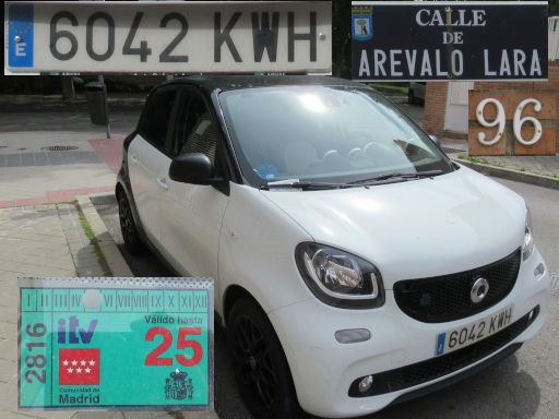 Vehículos abandonados, verlassene Fahrzeuge, Madrid, Spanien, Smart forfour EQ, Kennzeichen 6042 KWH, Erstzulassung April 2019, Calle Arevalo Lara 96, 28027 Madrid im Mai 2026