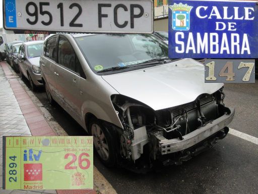 Vehículos abandonados, verlassene Fahrzeuge, Madrid, Spanien, Toyota Corolla Verso D4D, Kennzeichen 9512 FCP, Erstzulassung Juli 2006, Calle Sambara 147, 28027 Madrid im Mai 2026