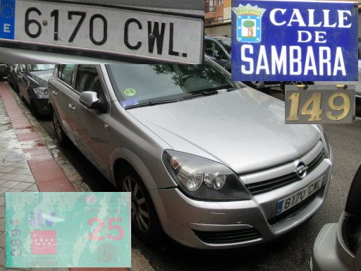 Vehículos abandonados, verlassene Fahrzeuge, Madrid, Spanien, Opel Astra 1.6 Twinport, Kennzeichen 6170 CWL, Erstzulassung Mai 2004, Calle Sambara 149, 28027 Madrid im Mai 2026