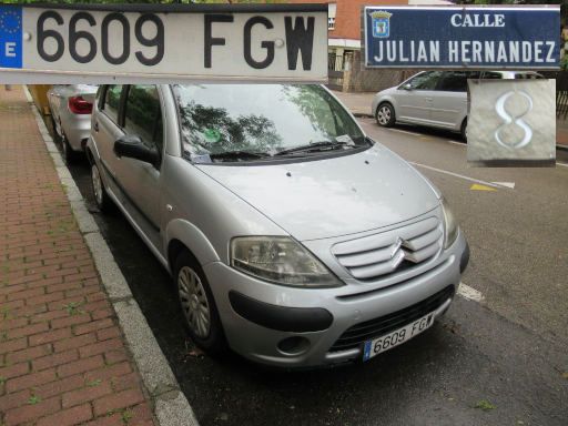 Vehículos abandonados, verlassene Fahrzeuge, Madrid, Spanien, Citroën C3, Kennzeichen 6609 FGW, Erstzulassung Oktober 2006, Calle Julian Hernandez 8, 28043 Madrid im Mai 2026