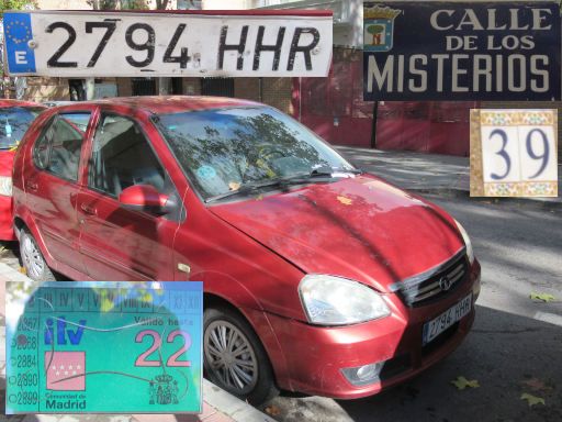 Veh&iacute;culos abandonados, verlassene Fahrzeuge, Madrid, Spanien, Tata Indica GLS, Kennzeichen 2794 HHR, Erstzulassung Dezember 2011, Calle Los Misterios 39, 28027 Madrid im November 2025