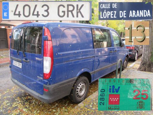 Veh&iacute;culos abandonados, verlassene Fahrzeuge, Madrid, Spanien, Mercedes Benz Vito 111 CDI, Kennzeichen 4043 GRK, Erstzulassung Oktober 2009, Calle Lopez de Aranda 13, 28027 Madrid im November 2025