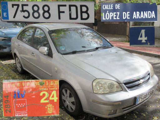 Veh&iacute;culos abandonados, verlassene Fahrzeuge, Madrid, Spanien, Chevrolet Nubira, Kennzeichen 7588 FDB, Erstzulassung Juli 2006, Calle Lopez de Aranda 4, 28027 Madrid im November 2025
