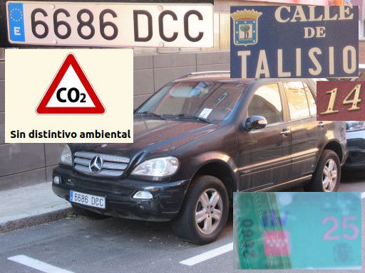 Veh&iacute;culos abandonados, verlassene Fahrzeuge, Madrid, Spanien, Mercedes-Benz ML 270, Kennzeichen 6686 DCC, Erstzulassung Oktober 2004, Calle Talisio 14, 28027 Madrid im November 2025