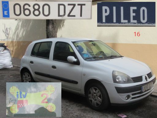 Veh&iacute;culos abandonados, verlassene Fahrzeuge, Madrid, Spanien, Renault Clio, Kennzeichen 0680 DZT, Erstzulassung Mai 2006, Calle Pileo 16, 28027 Madrid im Oktober 2026