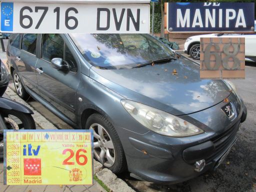 Veh&iacute;culos abandonados, verlassene Fahrzeuge, Madrid, Spanien, Peugeot 307 SW, Kennzeichen 6716 DVN, Erstzulassung Januar 2005, Calle Manipa 68, 28027 Madrid im Oktober 2026