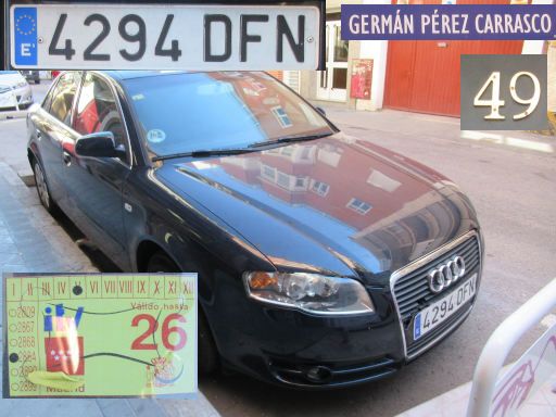 Veh&iacute;culos abandonados, verlassene Fahrzeuge, Madrid, Spanien, Audi A4, Kennzeichen 4294 DFN, Erstzulassung Januar 2005, Calle German Perez Carrasco 49, 28027 Madrid im Oktober 2026