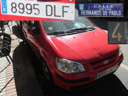 Veh&iacute;culos abandonados, verlassene Fahrzeuge, Madrid, Spanien, Hyundai Getz, Kennzeichen 8995 DLF, Erstzulassung Januar 2005, Calle Hermanos de Pablo 4, 28027 Madrid im Oktober 2026