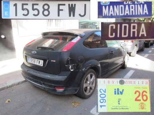 Veh&iacute;culos abandonados, verlassene Fahrzeuge, Madrid, Spanien, Ford Focus TDCi, Kennzeichen 1558 FWJ, Erstzulassung Oktober 2007, Calle Mandarina / Calle Cidra, 28027 Madrid im September 2026