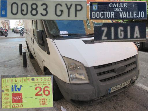 Veh&iacute;culos abandonados, verlassene Fahrzeuge, Madrid, Spanien, Ford Transit, Kennzeichen 0083 GYP, Erstzulassung September 2010, Calle Doctor Vallejo / Calle Zigia, 28027 Madrid im September 2026