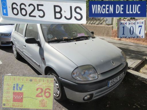Veh&iacute;culos abandonados, verlassene Fahrzeuge, Madrid, Spanien, Renault Clio, Kennzeichen 6625 BJS, Erstzulassung Mai 2001, Calle Virgen de Lluc 107, 28027 Madrid im September 2026