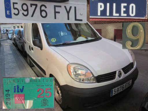 Veh&iacute;culos abandonados, verlassene Fahrzeuge, Madrid, Spanien, Renault Kangoo, Kennzeichen 5976 FYL, Erstzulassung Dezember 2007, Calle Pileo 9, 28027 Madrid im September 2026