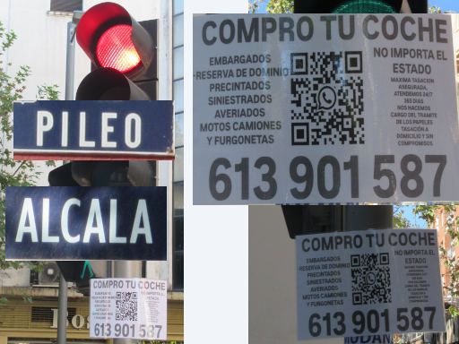 Veh&iacute;culos abandonados, verlassene Fahrzeuge, Madrid, Spanien, K&auml;rtchenh&auml;ndler ohne Name +34 613 901 587 Calle Pileo / Calle Alcala am 25. September 2026