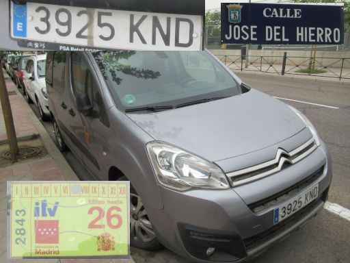 Veh&iacute;culos abandonados, verlassene Fahrzeuge, Madrid, Spanien, Citro&euml;n Berlingo Multispace, Kennzeichen 3925 KND, Erstzulassung Juli 2018, Calle Jose del Hierro 7, 28027 Madrid im September 2026