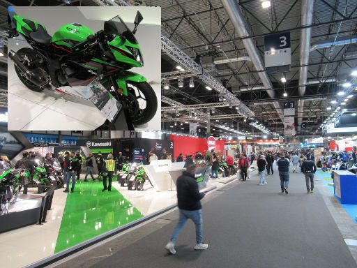 Vive la Moto 2022, Motorradmesse, Madrid, Spanien, Kawasaki Ninja 125 für Führerscheinklasse A1