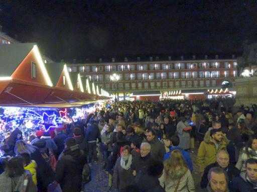 Plaza Mayor Mercado de Navidad, Madrid, Spanien, Plaza Mayor Weihnachtsmarkt 2017