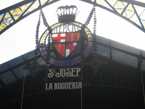 Mercat de la Boqueria, Barcelona, Spanien, Schild über dem Haupteingang