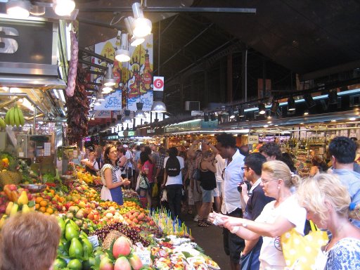 Mercat de la Boqueria, Barcelona, Spanien, Gemüse und Obst Stände