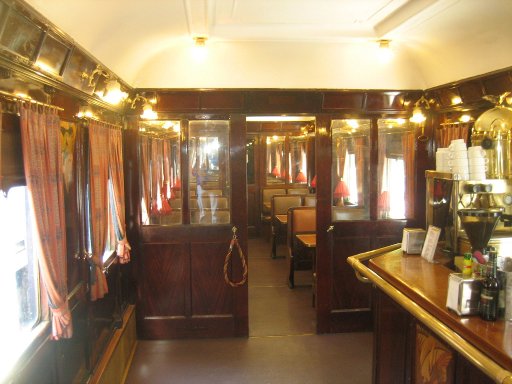 Museo del Ferrocarril, Eisenbahnmuseum, Madrid, Spanien, historischer Speisewagen als Cafeteria