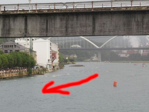 LXVII Decenso a nado Ría Navia, 2025 Schwimmwettbewerb, Navia, Spanien, Strecke entlang Ufer