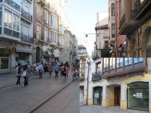 Palencia, Spanien, Calle Mayor mit leerstehenden Ladengeschäften