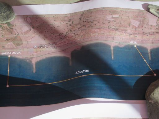 I. Traves&iacute;a a nado, Polopos - La Mamola, 2026, Polopos, Spanien, Schwimmwettbewerb, Luftbildaufnahme der Strecke