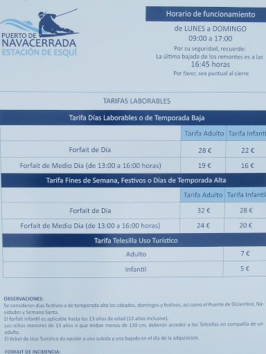 Skigebiet, Puerto de Navacerrada, Spanien, Preise 2026