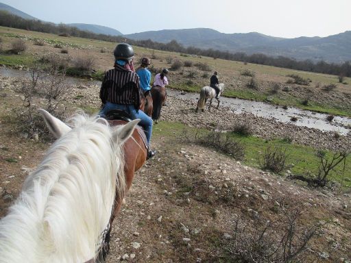 Caballos del Valle, Pferd Ausritt, Oteruelo del Valle, Spanien, Durchquerung Bach