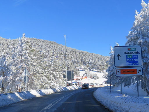 Skigebiet, Valdesquí, Spanien, Abfahrt nach Valdesquí in Puerto de Cotos