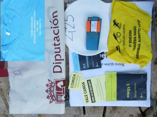 II. Travesía a nado de las Hoces del Duratón, Schwimmwettbewerb 2025, San Miguel de Bernuy, Spanien, Starterpaket mit T-Shirt, Kunststofftragetasche für Wertsachenaufbewahrung, Gutschein Paella, belevels Warenproben, Gutschein Rabatt Kanuverleih, Badekappe mit Starternummer, Chip Zeitmessung, Tuch und Isoliertragetasche von belevels