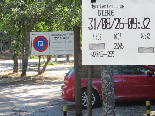 Lago de Sanabria, Schwimmwettbewerb 2026, Galende, Provinz Zamora, Spanien, kostenpflichtiger Parkplatz gegen&uuml;ber Campingplatz Los Robles an der ZA-104 f&uuml;r 7,50 &euro;