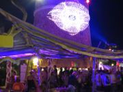 Sant Antoni, Spanien, Kumharas Closing Party 2015, Wachturm zur Bar umgebaut