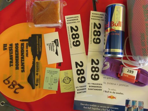 VII Travesía a nado, Bomberos, Semana Grande de Santander 2025, Schwimmwettbewerb, Santander, Spanien, Starterpaket mit Badekappe, Chip Zeitmessung, Tasche, Gutschein Paella, Gutschein Bier, Handtuch, Red Bull® 250 ml Dose und Kuchen