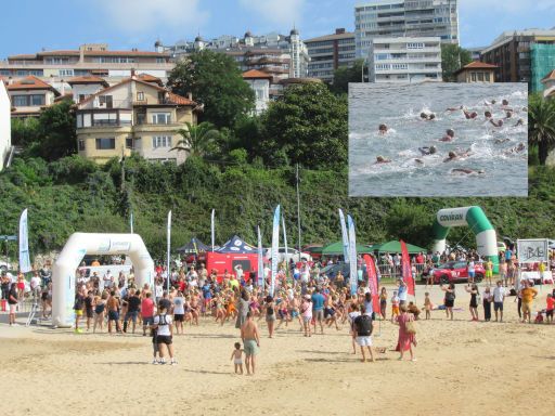 VII Travesía a nado, Bomberos, Semana Grande de Santander 2025, Schwimmwettbewerb, Santander, Spanien, Start Jugendliche 300 m