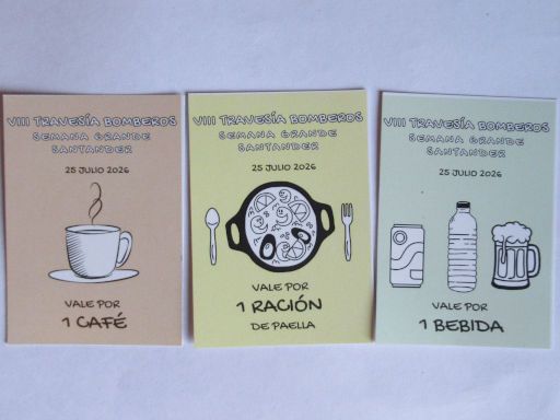 VIII Traves&iacute;a a nado, Bomberos, Semana Grande de Santander 2026, Schwimmwettbewerb, Santander, Spanien, Gutscheine f&uuml;r Kaffee, Paella und Getr&auml;nke