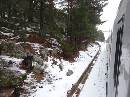 Eisenbahnlinie C-9, Sierra de Guadarrama, Spanien, Strecke von Cercedilla nach Puerto de Navacerrada