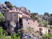 Kapelle San Saturio, Soria, Spanien, Ansicht von der Brücke