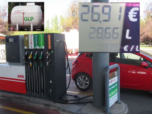 LPG, Autogas Tankstellen, Spanien, AVIA Tankstelle 0,939 € pro Liter LPG im Oktober 2023